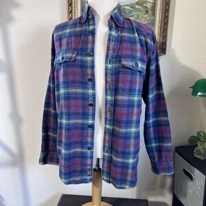 Abercrombie & Fitch Men Flannel Plaid Button Up Shirt Long Sleeve Sz Small Thick